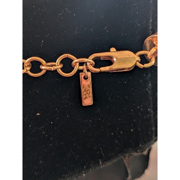 ZARA Necklace Women's Seashore Charms Golden Enamel Cream Cord Statement Coastal - Picture 9 of 15